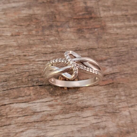 Diamond Sterling Openwork Ribbon Ring - Picture 7 of 7